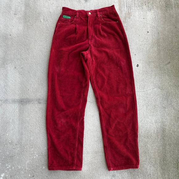 Empyre Pants - EMPYRE Red Corduroy Skater Pants Relaxed Fit Pleated Front‎ Women Size M